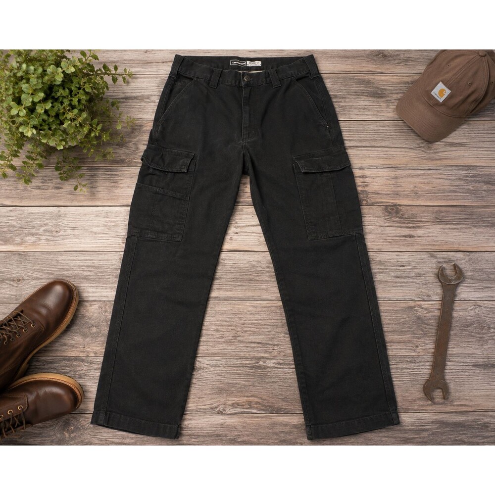 Carhartt 103574 Rugged Flex Cargo Work Pants Men's 33x32 Black Relaxed Fit
